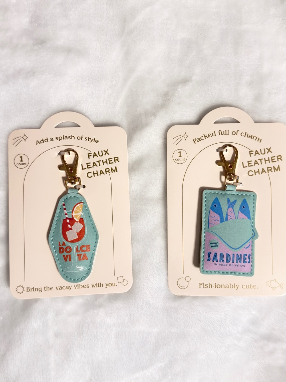 Made for Retail Set of 2 Faux Leather Charm Keychain Set